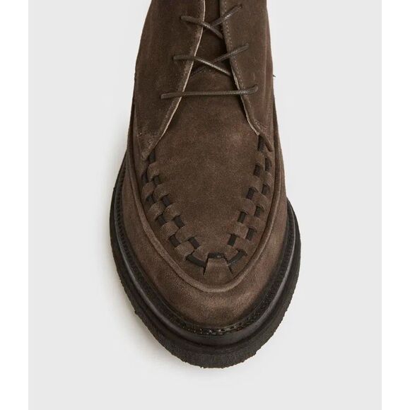 AllSaints Mens Brown Leon Suede Leather Lace Up Woven Chukka Boots Size 42 - Picture 2 of 14